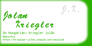 jolan kriegler business card